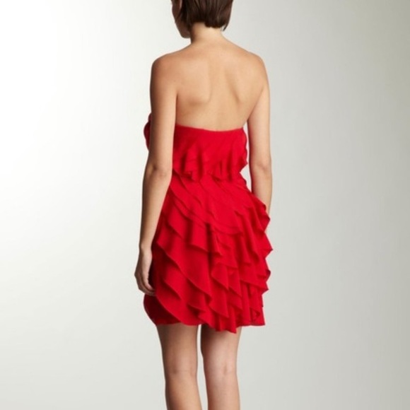 Adam Lippes Red Silk Off-The-Shoulder Dress US4 - Picture 3 of 14